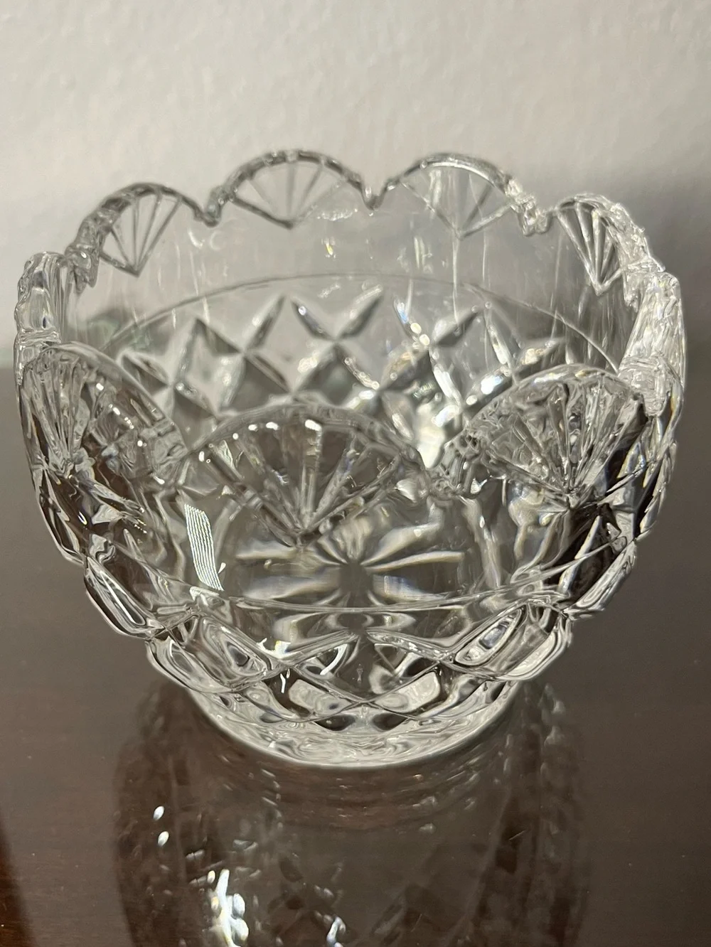 Shannon 24% Lead Crystal Small Bowl or Votive, Scallop Candy Dish Vase Bohemian